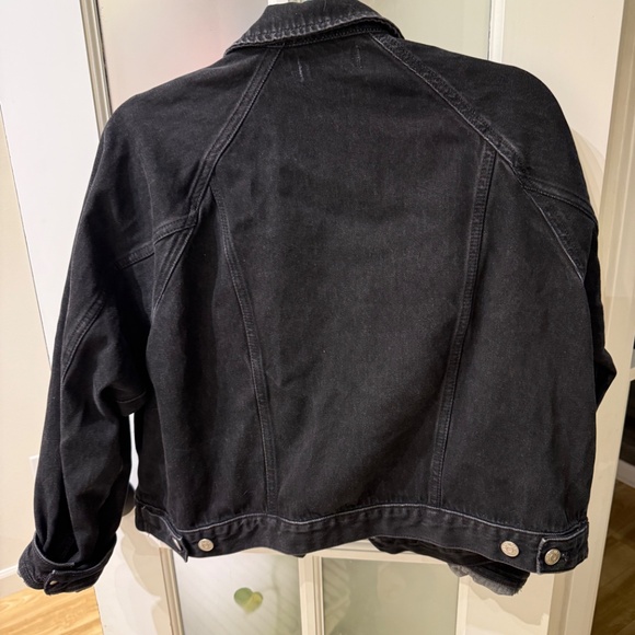 Madewell Oversized Jean Jacket Womens L  Black Lunar Wash 100% Cotton - Picture 2 of 5